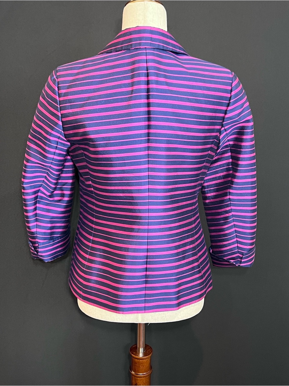 Talbots Pink & Navy Striped Silk-Blend Blazer Jacket - Picture 4 of 11